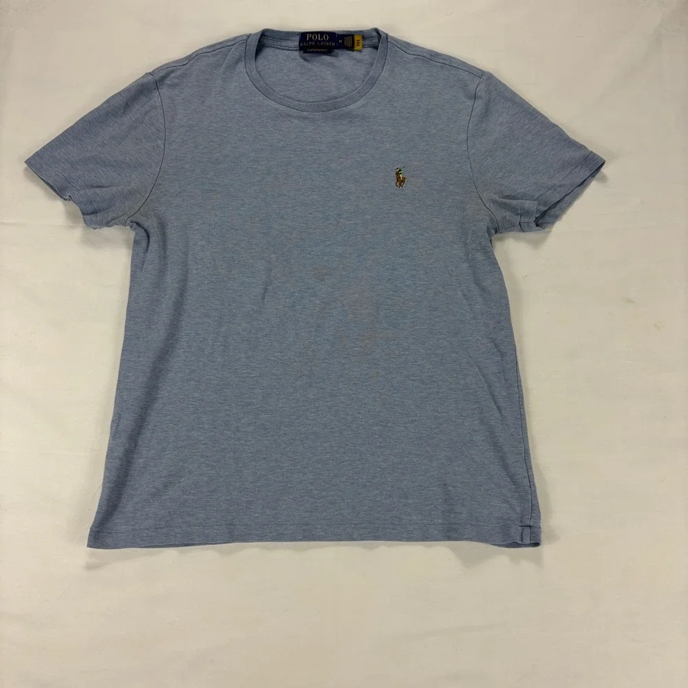 Polo Ralph Lauren Custom Slim‎ Fit T Shirt Mens M Blue Heathered Cotton Tee